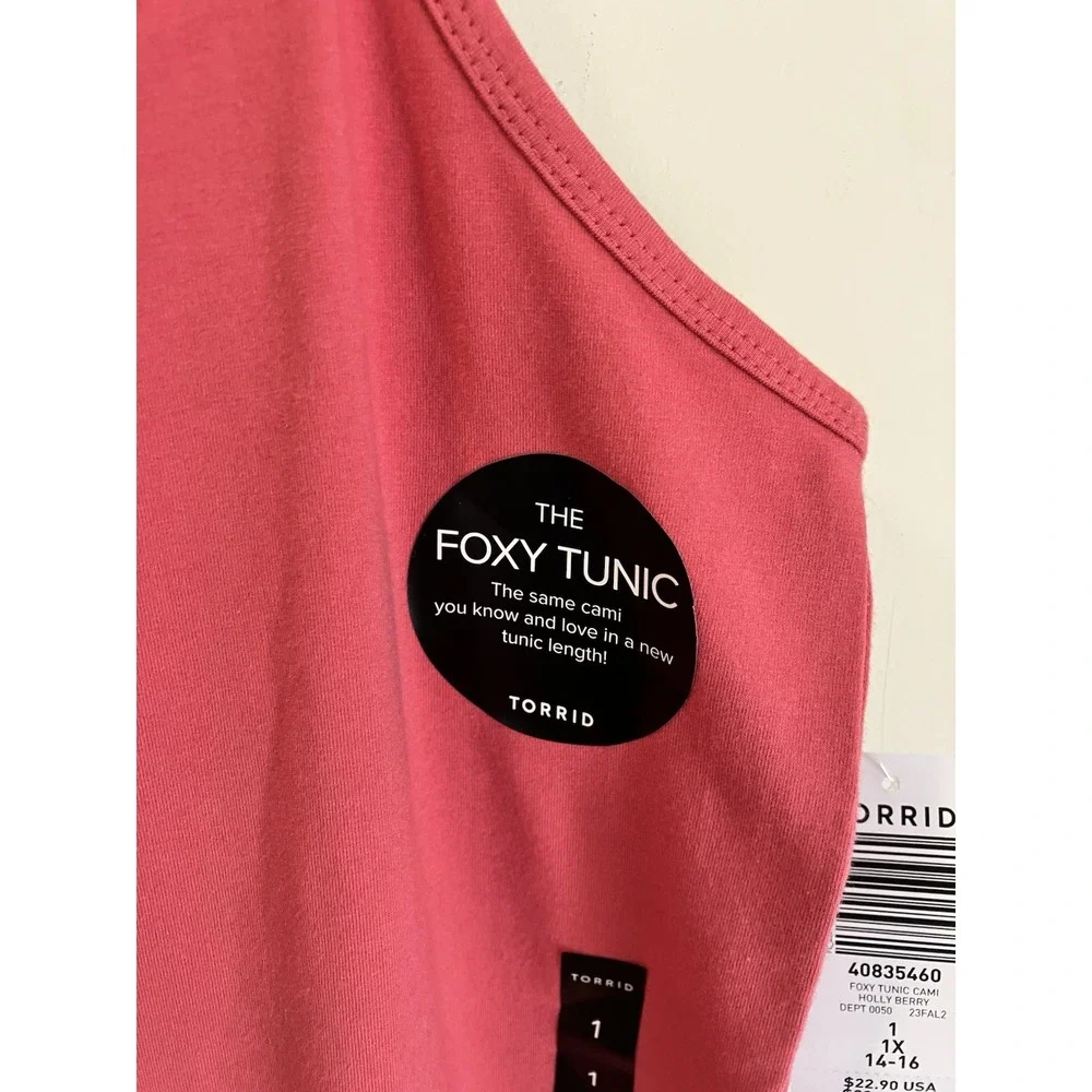 Torrid Size 1X Foxy Tunic Cami Camisole Top NWT Holly Berry Adj Straps - Picture 2 of 5